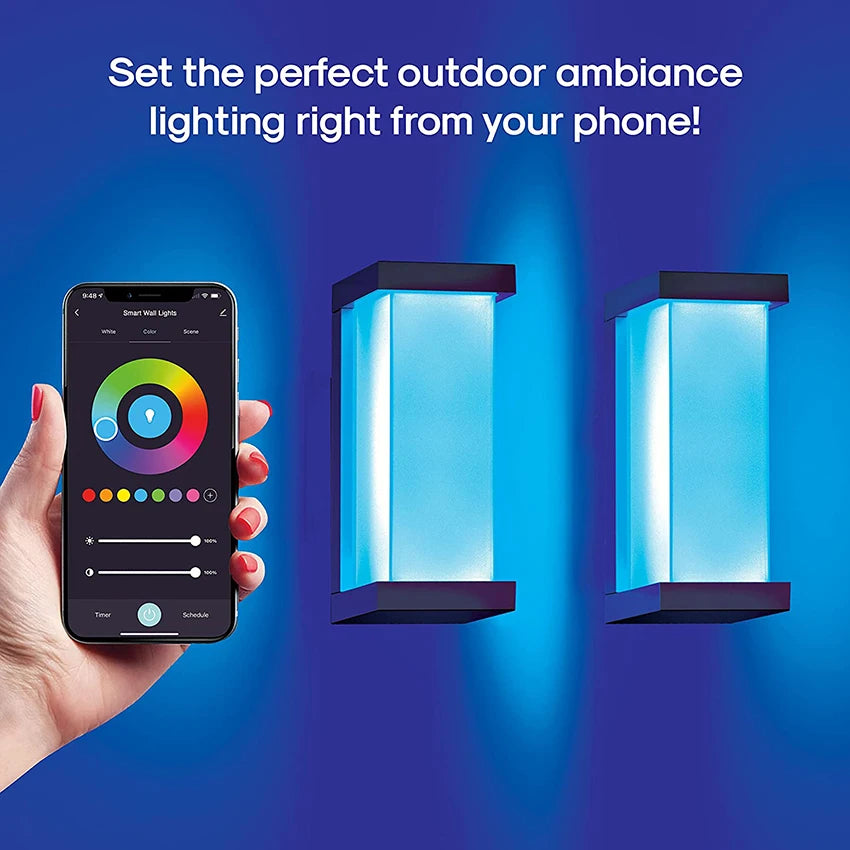 Smart WiFi LED Wall Lamp Indoor outdoor with Alexa Remote Control  RGBCW Wall Light for House Porch Front Door