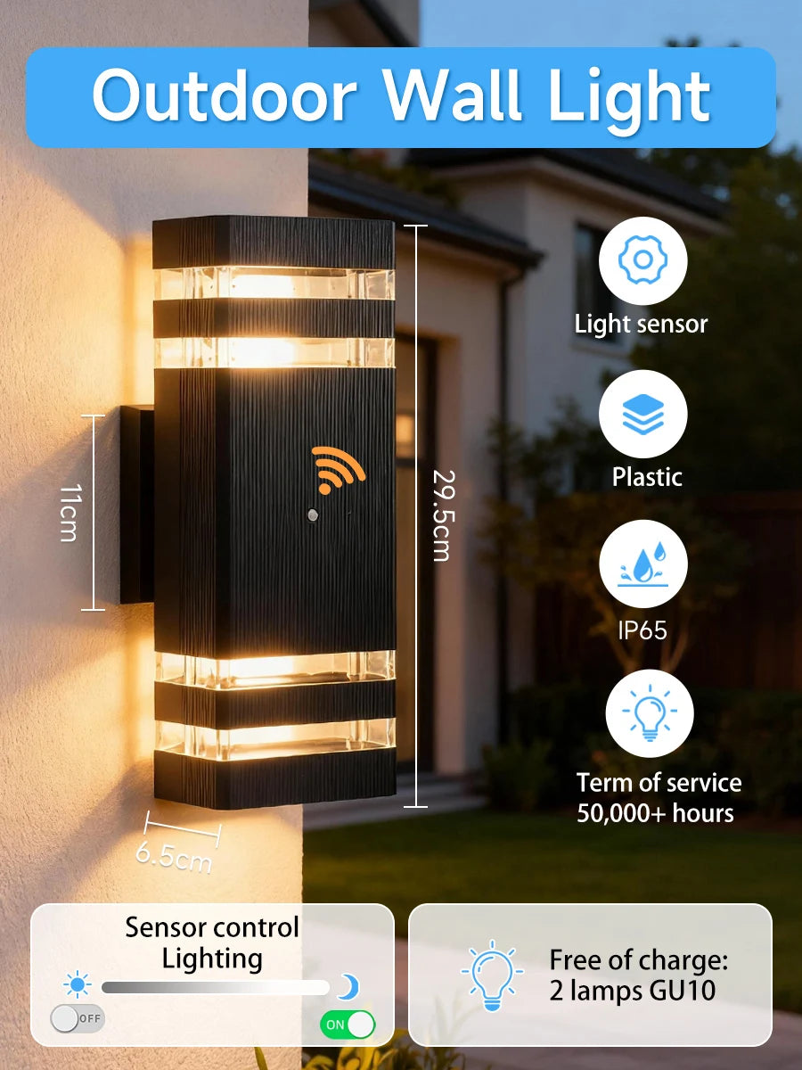 Smart Outdoor Wall Light Waterproof LED Wall Lamps Motion Sensing Porch Lights Exterior Sconce Lamps For Balcony Garden Backyard
