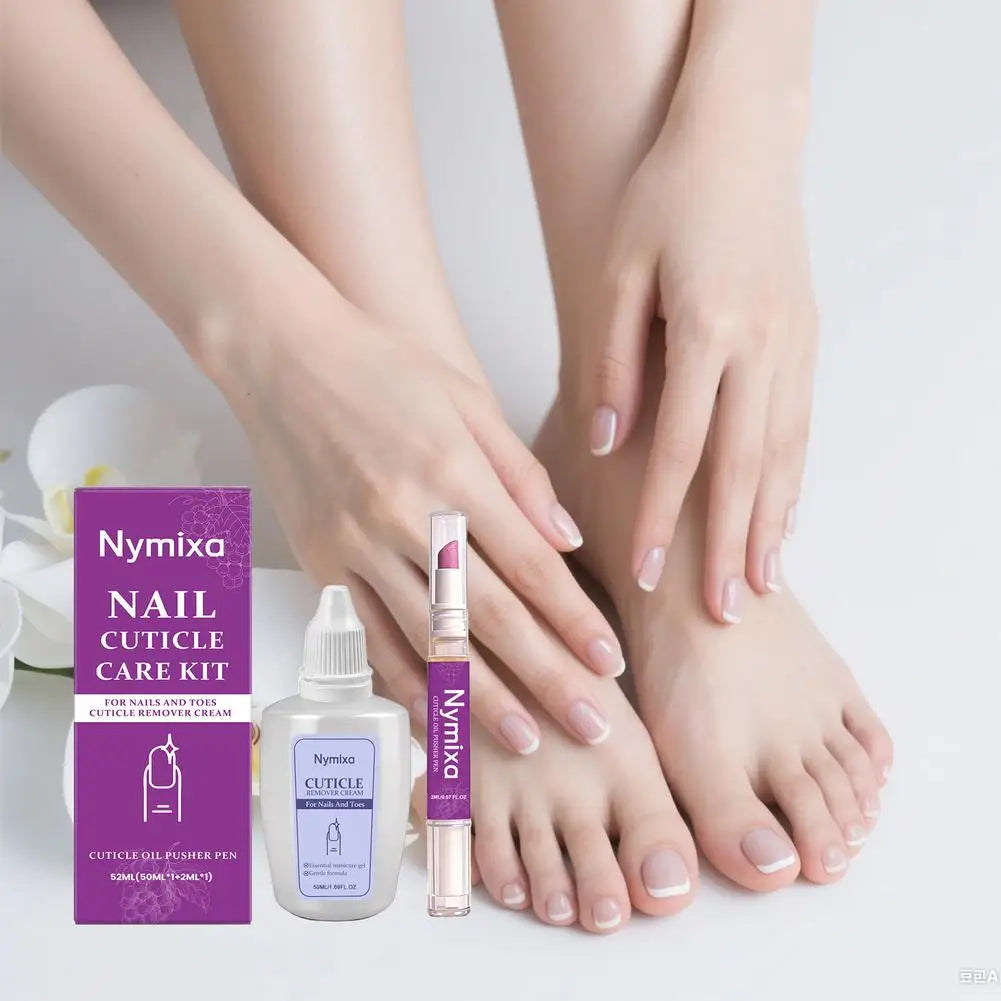 Nail Cuticle Care Kit 50ml Remover Cream 2ml Oil Pen Salon Quality Manicure Set Fingernails Toenails Healthy Grooming Portable