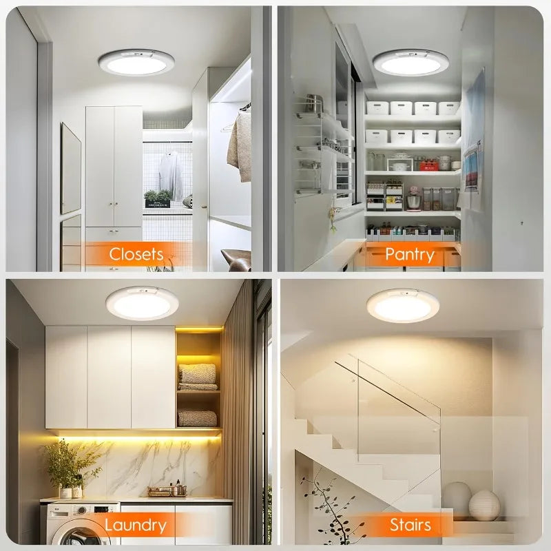 Motion Sensor Rechargeable LED Ceiling Light Round Wireless Security Light for Hallway Stairs Corridor Indoor Home Entryway