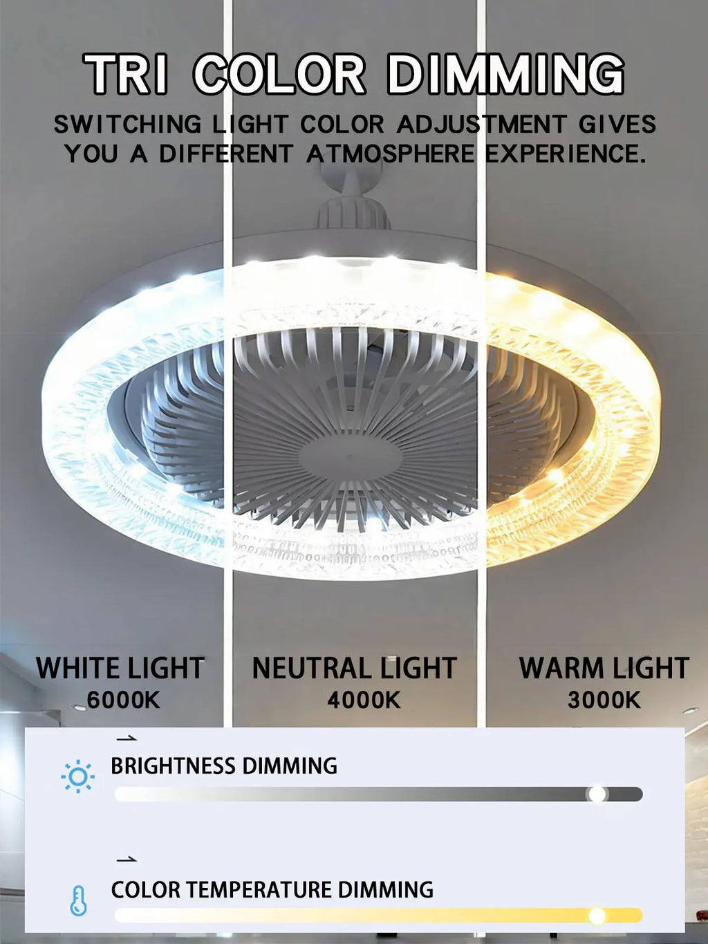 Smart 3 In 1 Ceiling Fan With Remote Control Lighting E27 Conversion Base 85-265v Lighting Base Suitable for Bedroom and Living