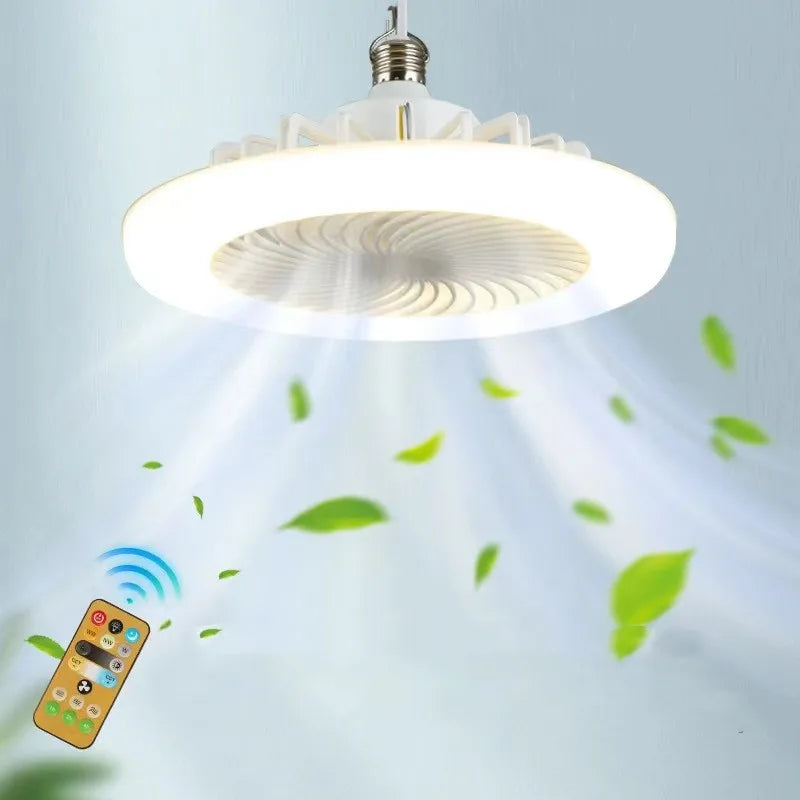 Smart 3-in-1 led Ceiling Fan Light with Remote Control 3-speed E27 AC85-265v for Bedroom Living Room Fan Lighting Tricolor white