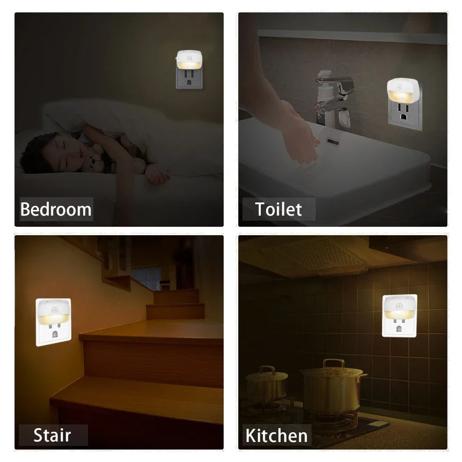 Motion Sensor LED Night Light 3 Color Temperature Plug in PIR Human Induction Lamp Bedroom WC Hallway Stair Emergency Lamp
