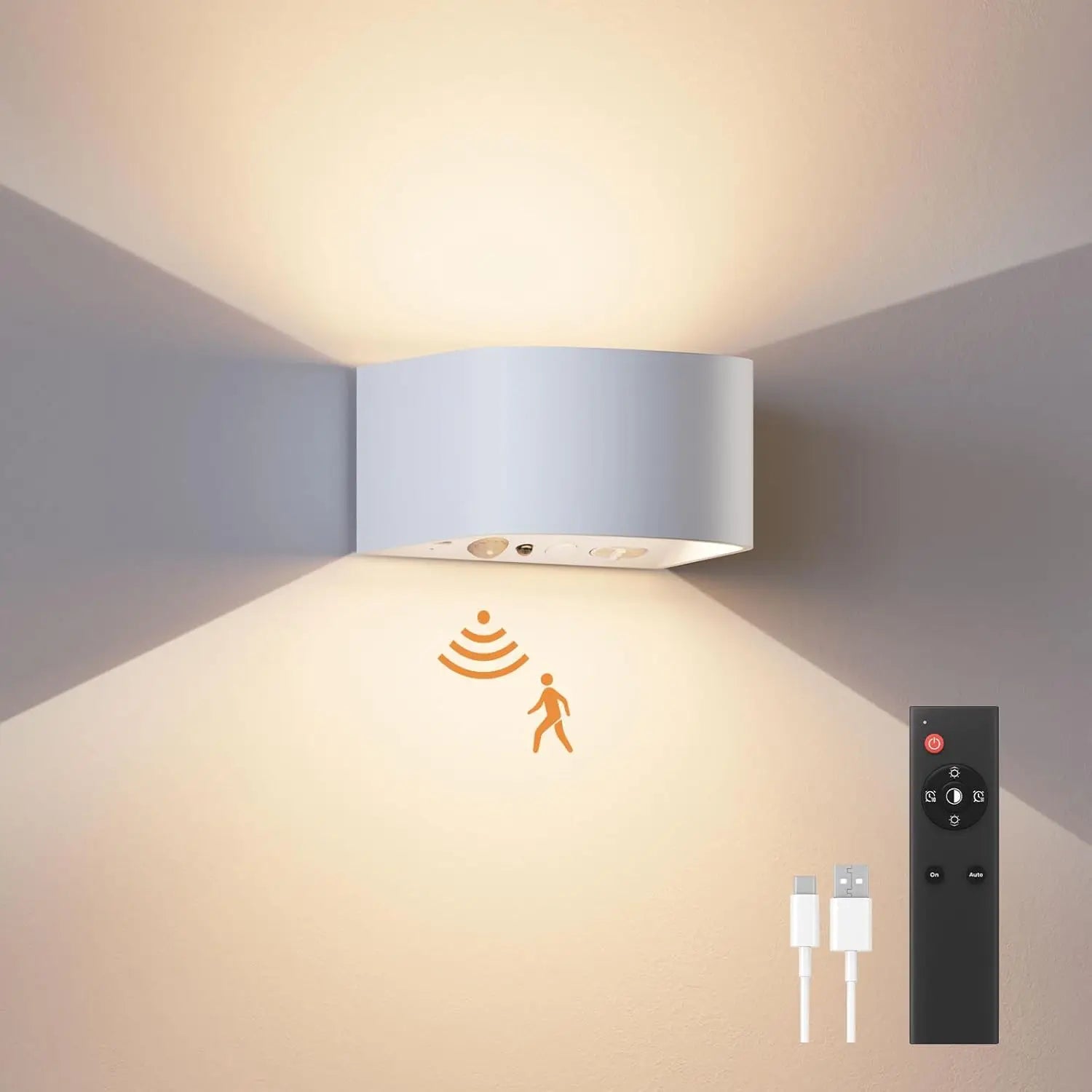 Smart Motion Sensor Wall Light LED Rechargeable Magnetic Night Light LED 3 Colors Dual Control, Timing Setting, Day/Night Mode