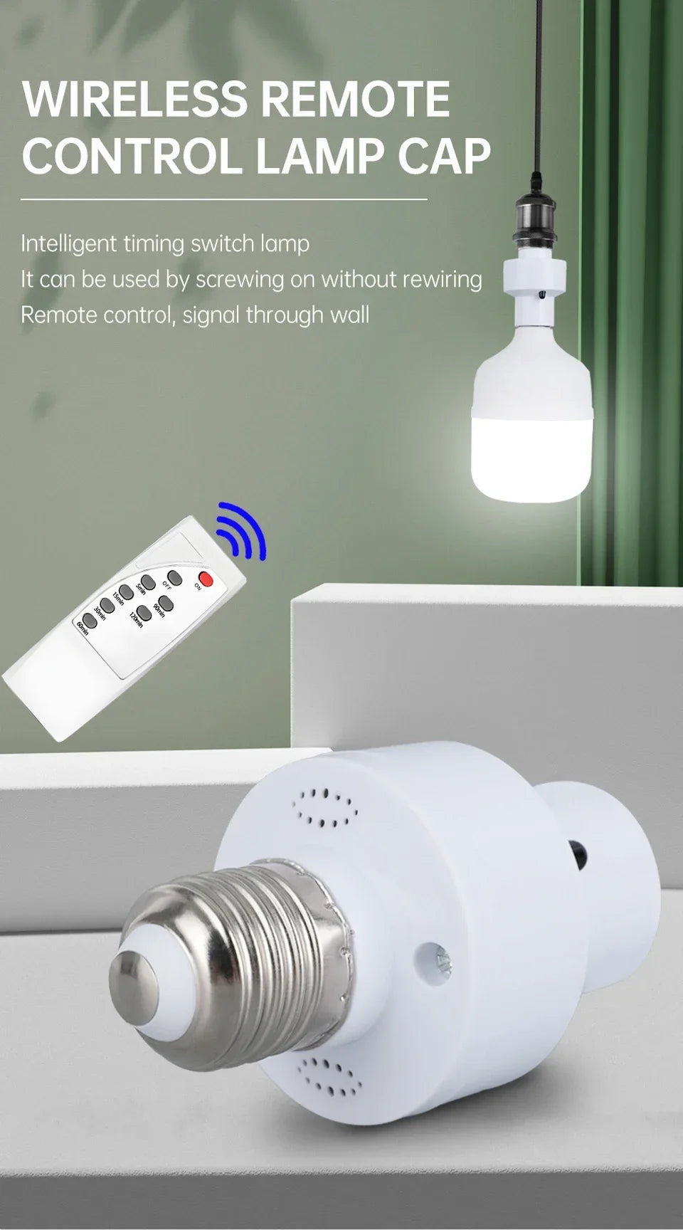 2026 Smart LED Lampholder E27 AC85-265V with Infrared Remote, Timer, Color Changing, Universal Socket, Easy Install for Home Use