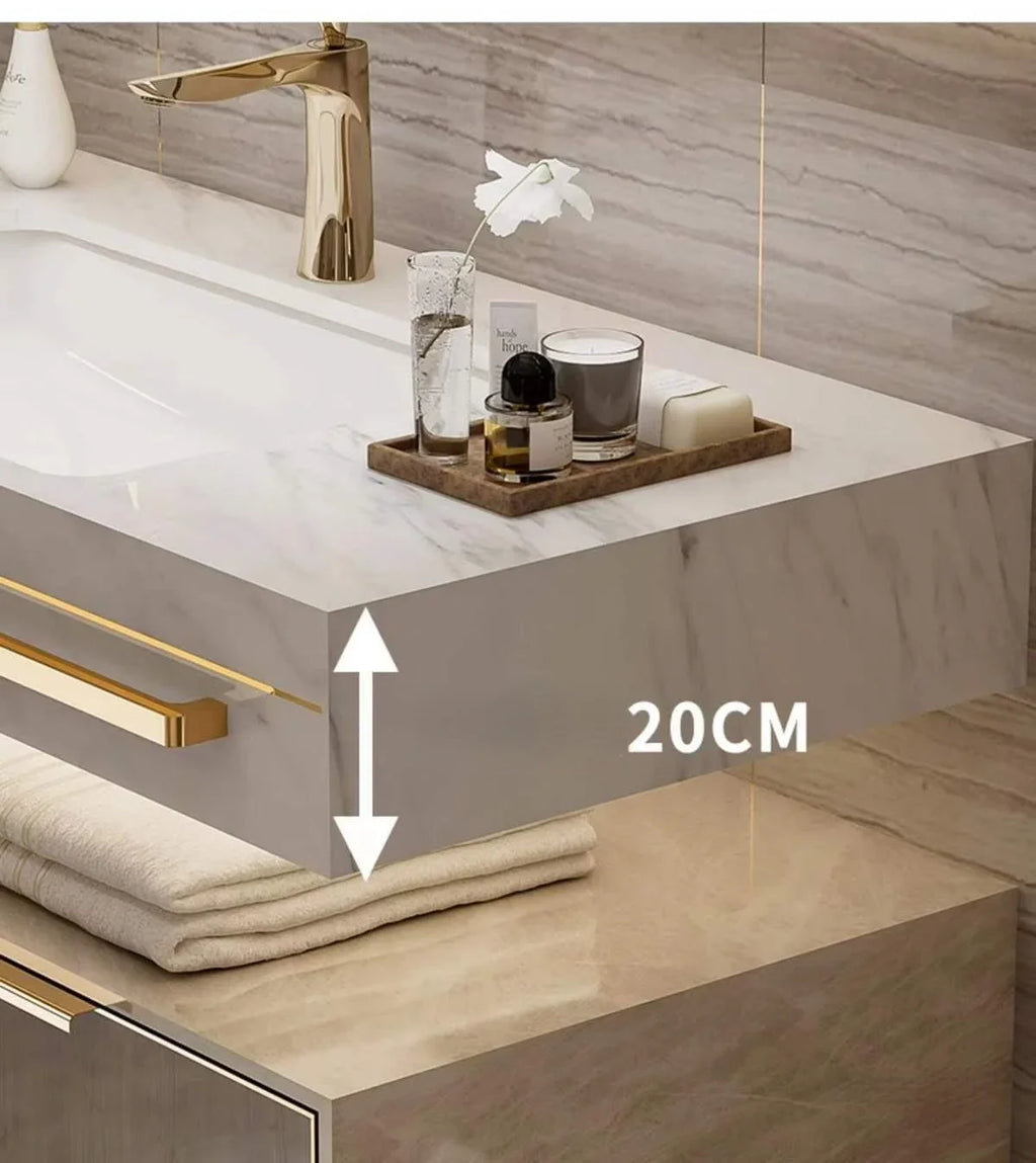 Modern Slate Bathroom Cabinet with Double Washbasin Smart Mirror Ceramic Bathroom Vanity Cabinets Under Sink Bathroom Furniture