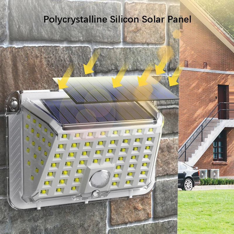 LED Solar Motion Sensor Light Outdoor, Smart Security Light with PIR Human Detection Light Control &6000K Brightness for Garden
