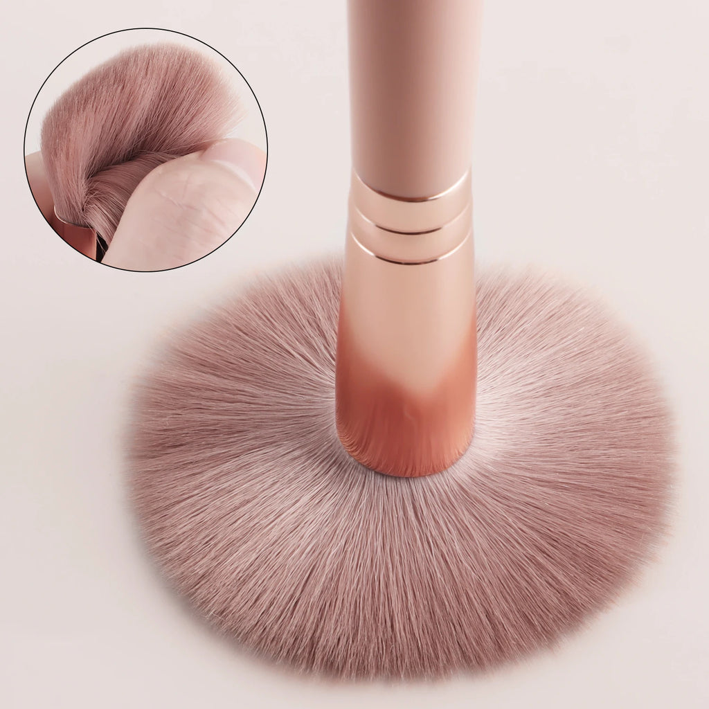 Single Dual-Ended Beauty Brush, Round Blending Brush + Angled Blush Brush Soft Bristle Makeup Tool