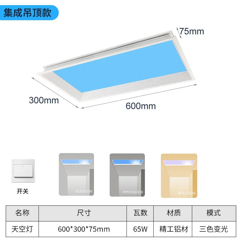 Modern Smart Integrated LED Ceiling Light Sky Blue Clouds Effect Daylight Simulation for Kitchen Home Lighting Room Decor