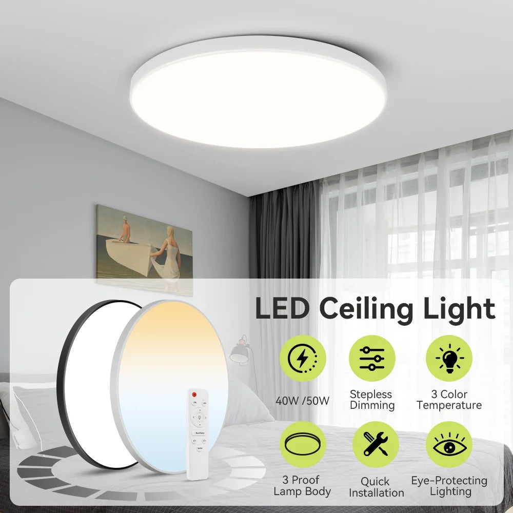 Smart Led Ceiling Light 30W 40W 50W Dimmable Modern Led Ceiling Lamps with Remote Control Led Lights for Room Living Room