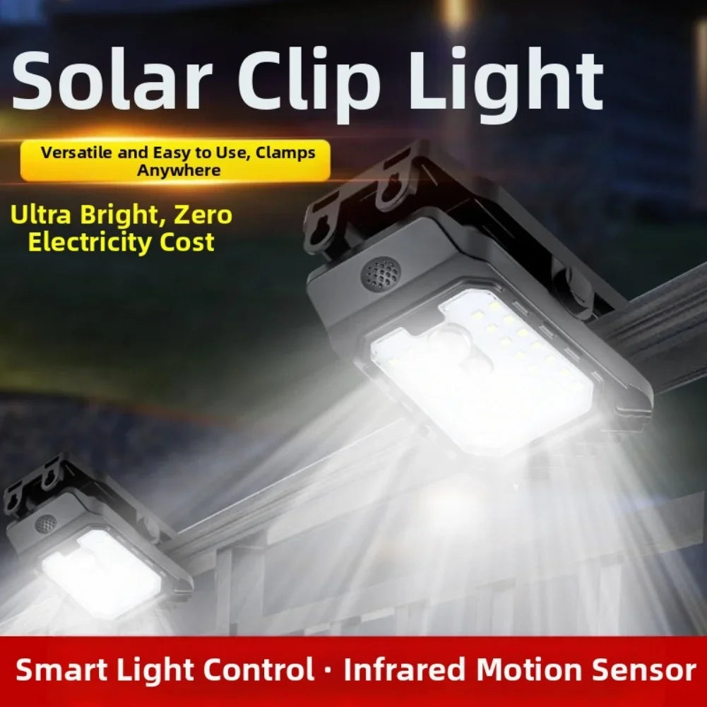 Motion sensor solar outdoor wall lamp with charging clip waterproof LED light for garden driveway porch security