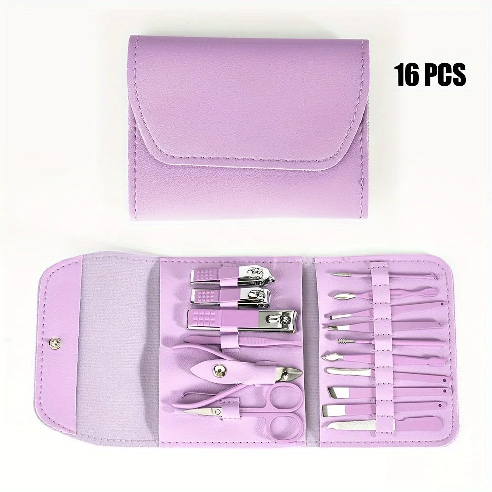 16pcs Professional Nail Care Kit with Travel Case - Manicure & Pedicure Set including Nail Clippers And Cuticle Nippers