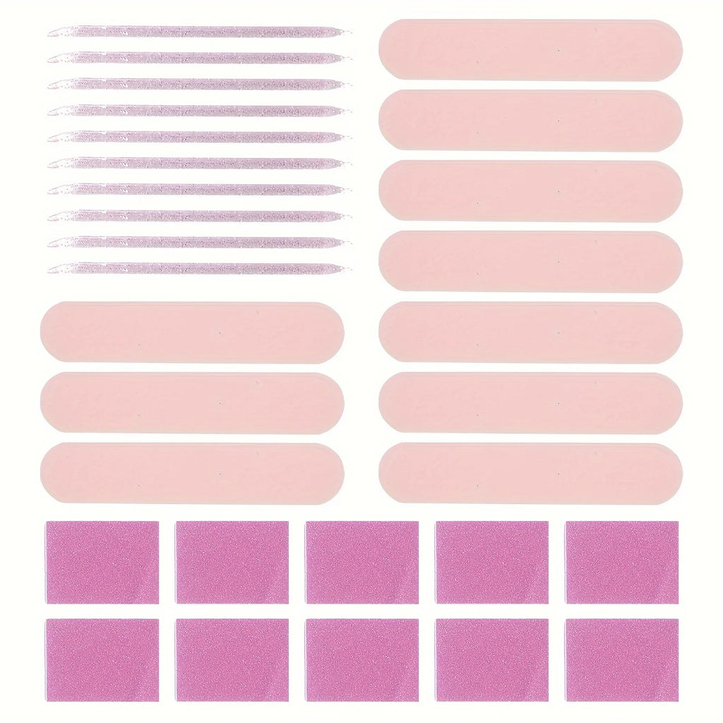 1set-30pcs Nail Care Kit: Mini Files, Buffers & Sticks - Perfect for Jewelry Polishing & Manicures