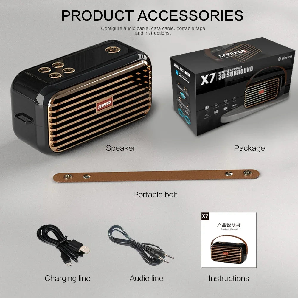 Wireless Bluetooth Speaker with Stereo Sound Extended Bass TWS Bluetooth 5 0 TF Card USB AUX Audio Input