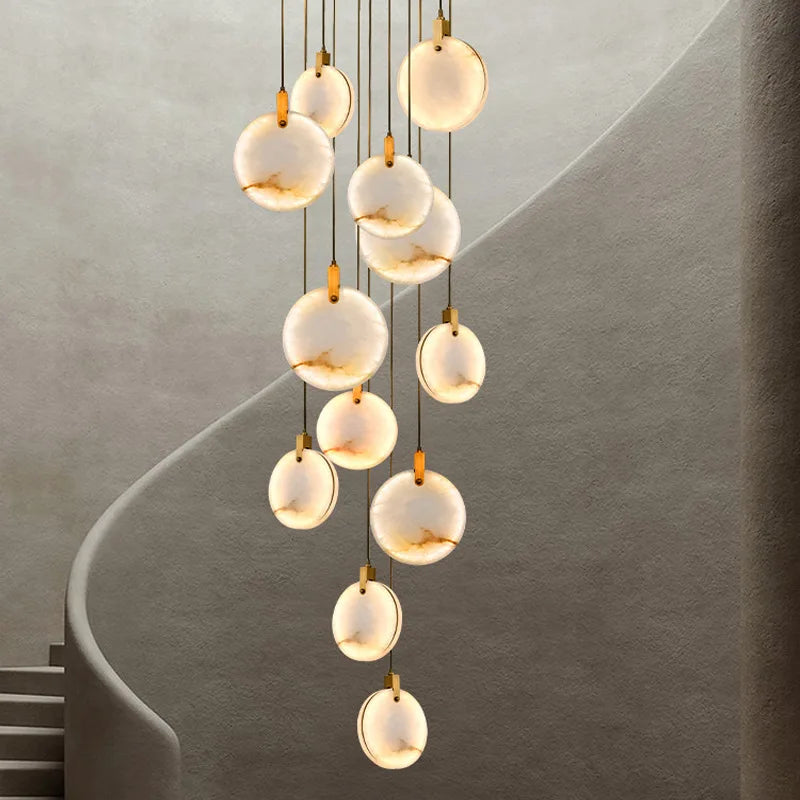 Modern Decorative Lighting Attic Lobby LED Chandelier Luxury Living Room Staircase Marble Pendant Light Villa Ceiling Chandelier