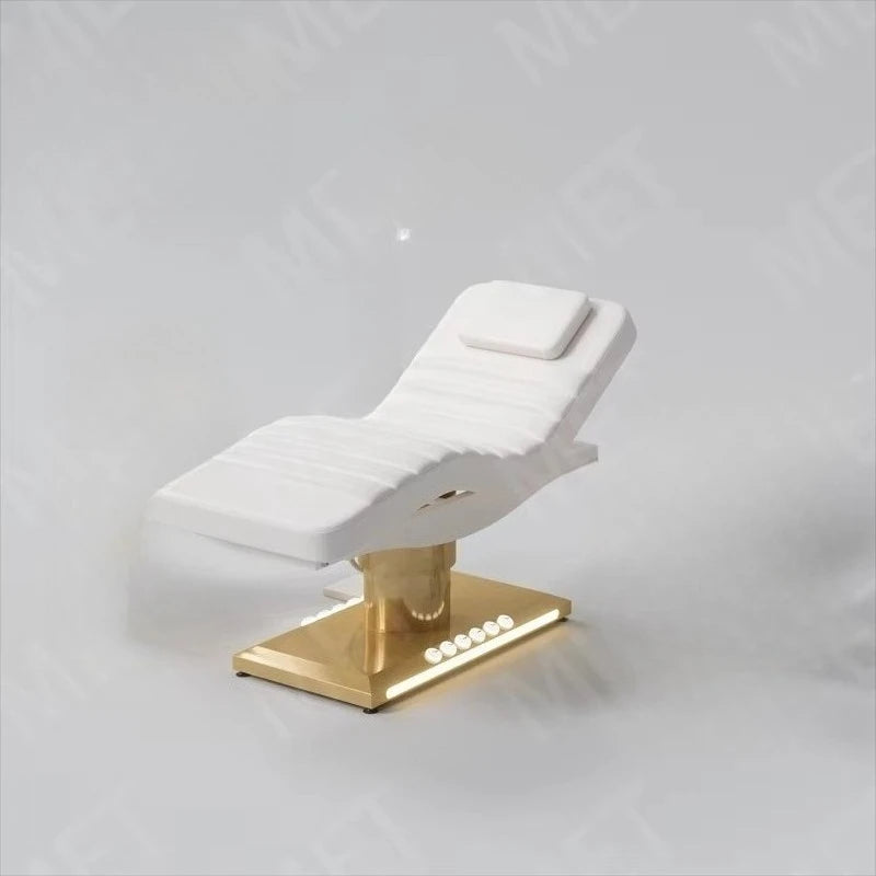 Beauty Bed Modern Beauty Salon Eyelash Bed Gold Stainless Steel Base Facial Massage Bed