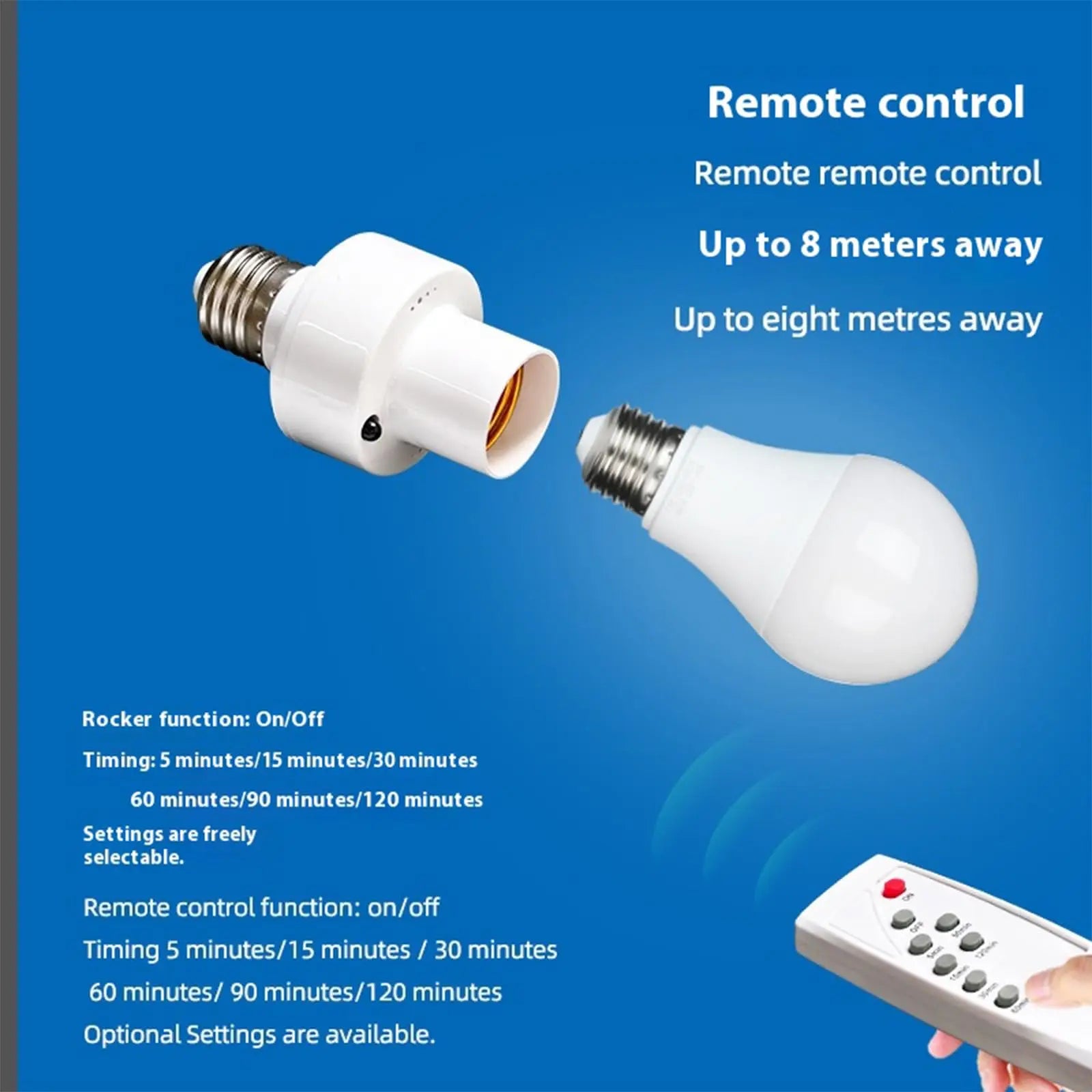 2026 Smart LED Lampholder E27 AC85-265V with Infrared Remote, Timer, Color Changing, Universal Socket, Easy Install for Home Use