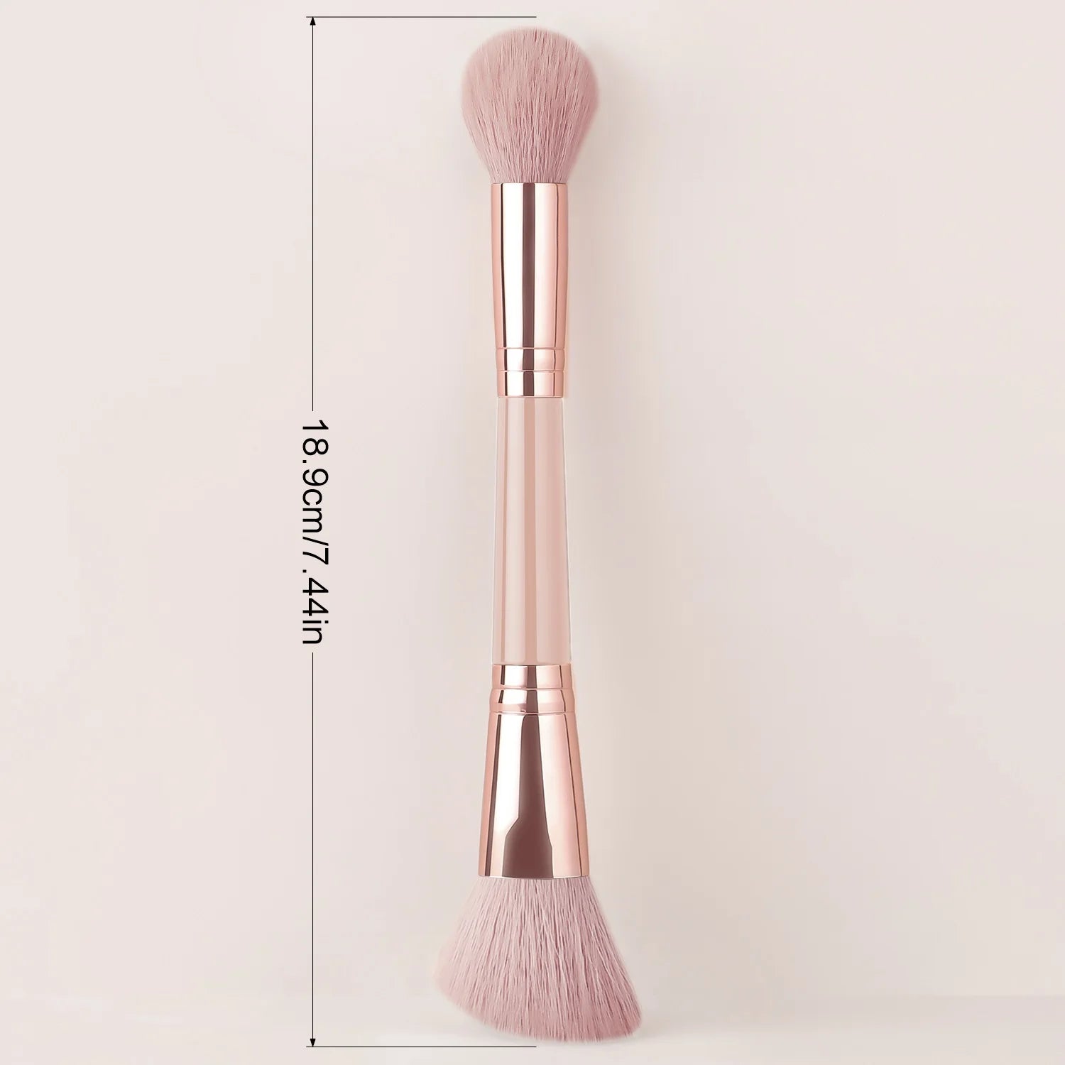 Single Dual-Ended Beauty Brush, Round Blending Brush + Angled Blush Brush Soft Bristle Makeup Tool