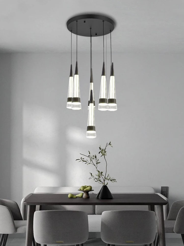 LED Attic Chandelier Villa Indoor Lighting Ceiling Pendant Modern Living Room Decorative Lamp Nordic Glossy Staircase Chandelier