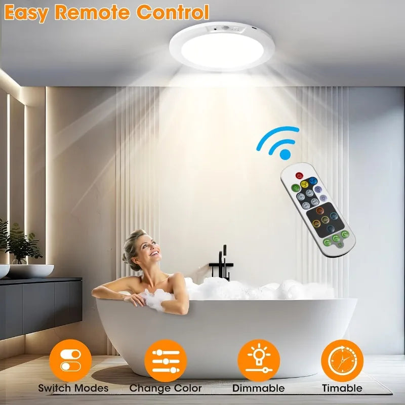 Motion Sensor LED Ceiling Light Rechargeable Remote Control for Hallway Stairs Corridor Indoor Home Wireless Security Light