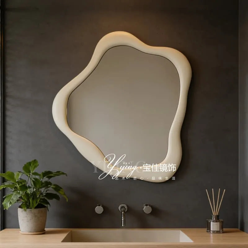 Smart Wall Lighted Bathroom Mirror Toilet Led Shower Irregular Wood Vintage Bathroom Mirror Baroque Ornate Home Furniture