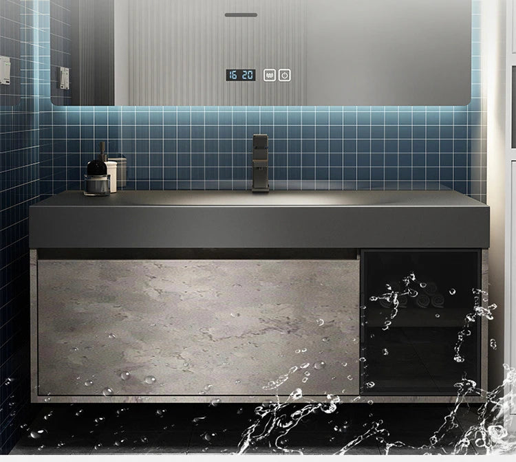 Modern Bathroom Cabinet Smart Mirror Cabinet Rock Integrated Washbasin Bathroom Vanity Cabinets with Sink Bathroom Furniture