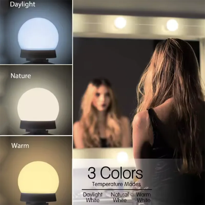 LED Light Makeup Mirror Bulbs Vanity Lights USB 5V Bathroom Dressing Table Lighting Dimmable LED Vanity Light For Mirror Light