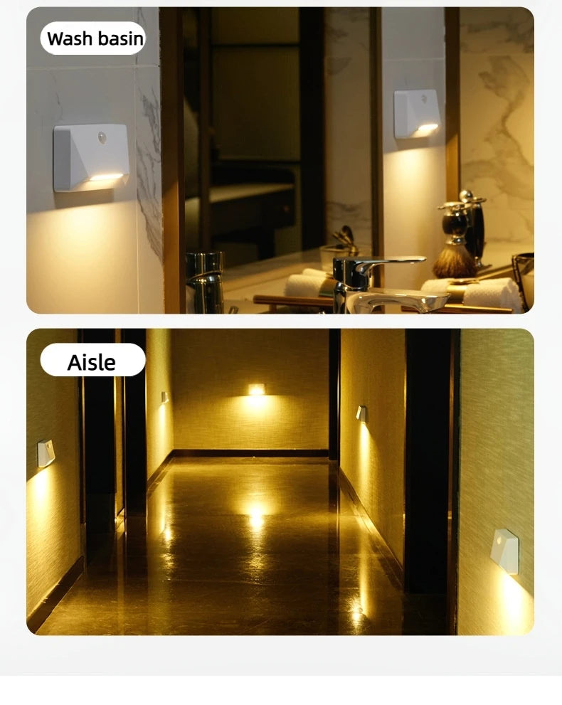Smart Motion Sensor LED Wall Light - 2200mAh USB-C Fast Charge, 3 Adjustable Brightness, Multi-Device Link for Indoor/Outdoor Security Lighting
