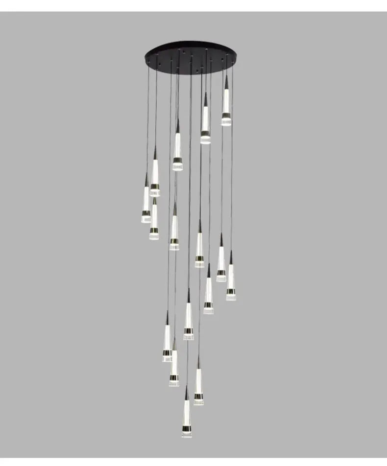 LED Attic Chandelier Villa Indoor Lighting Ceiling Pendant Modern Living Room Decorative Lamp Nordic Glossy Staircase Chandelier