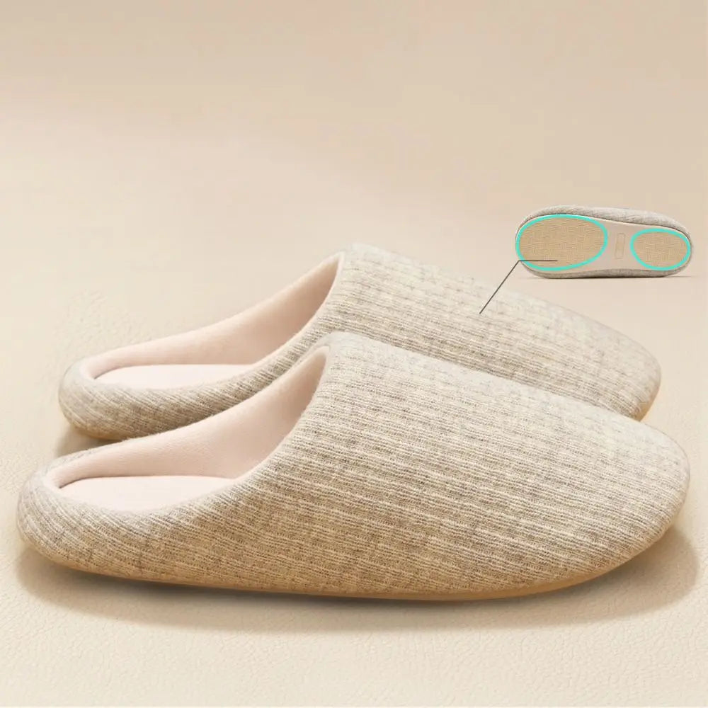 Soft Sole Silent Cotton Slippers Simple Anti-slip Indoor Slippers Women Japanese Style House Shoes Closed-toe slippers Couple