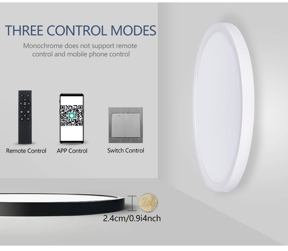 Smart Ceiling Lights 0.94 Inch Remote APP Control Ultra Thin Dimmable Modern Round LED Ceiling Lamp Bedroom Dining Room Kitchen