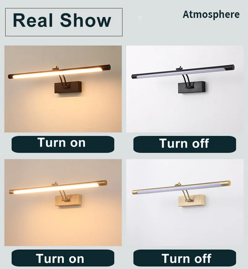 Mirror Wall Lamps Bathroom Modern Wall Lights Toilet Wall Mounted Lighting Fixtures Sconces Indoor Bedroom 12W 40 CM