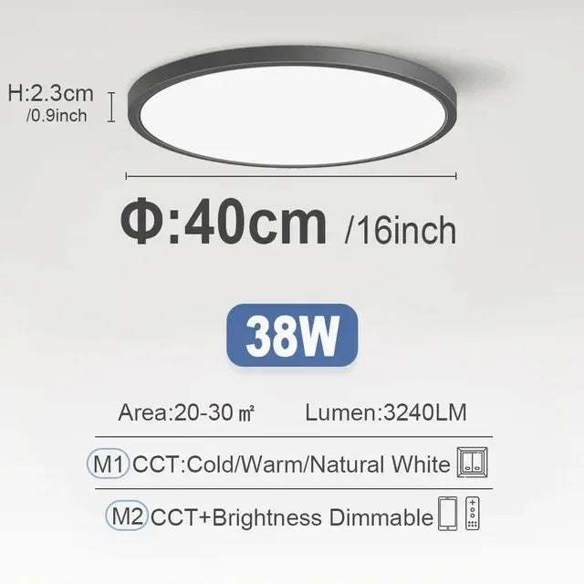 0.9 Inch Ultra-thin Smart Home LED Ceiling Light 38W 28W 24W APP/Remote Control Dimmable Room Decoration Bedroom Living Room