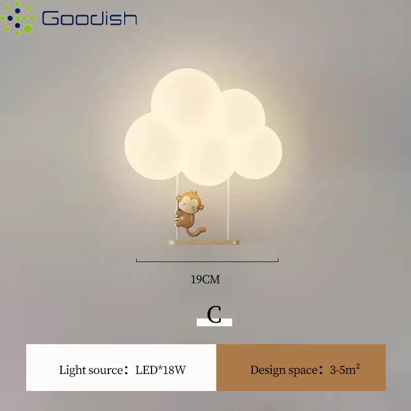 Modern Cute Cartoon LED Wall Lamps Art Creative Animals Balloons Lights for Chidren's Bedroom Living Room Home Decor Chandeliers