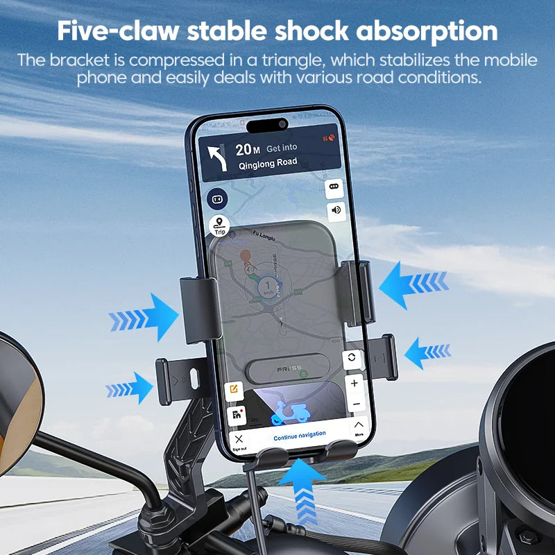 Motorcycle Accessories Wireless Charger Mobile Phone Holder Waterproof Sunshade Shockproof Bike Wireless Phone Charger Mount