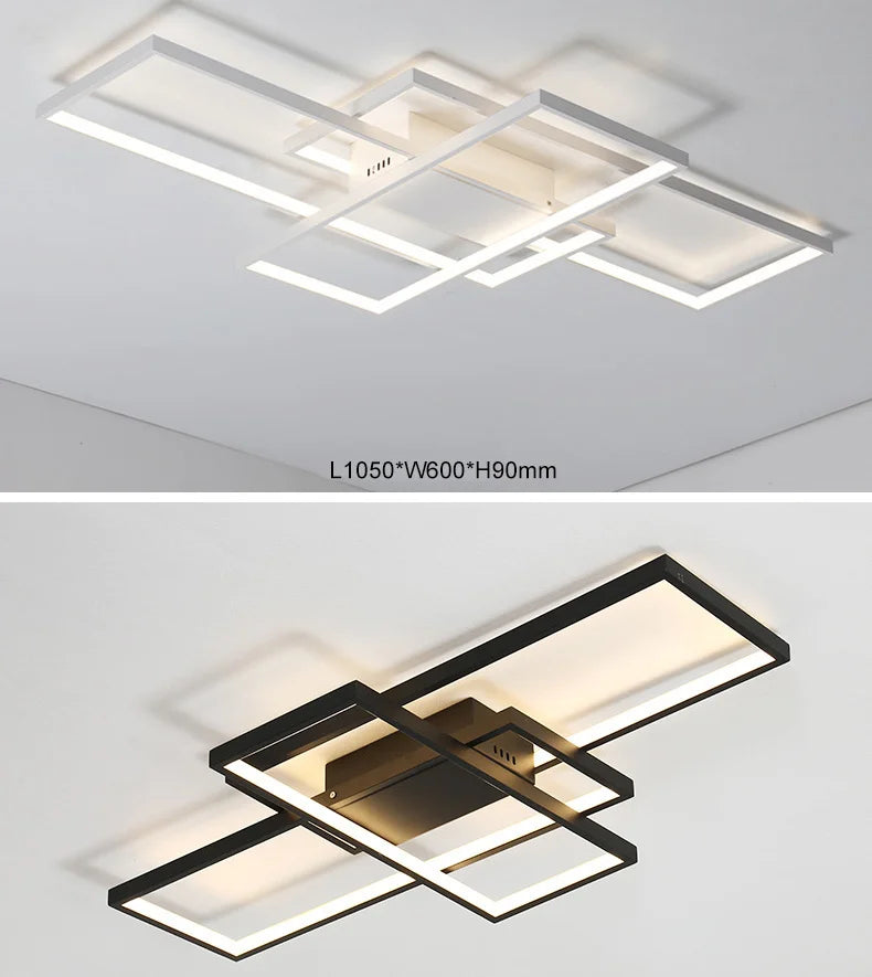 Smart Home Alexa Rectangle Aluminum Modern Led Ceiling Lights For Living Room Bedroom 85-265V White/Black Ceiling Lamp Fixtures