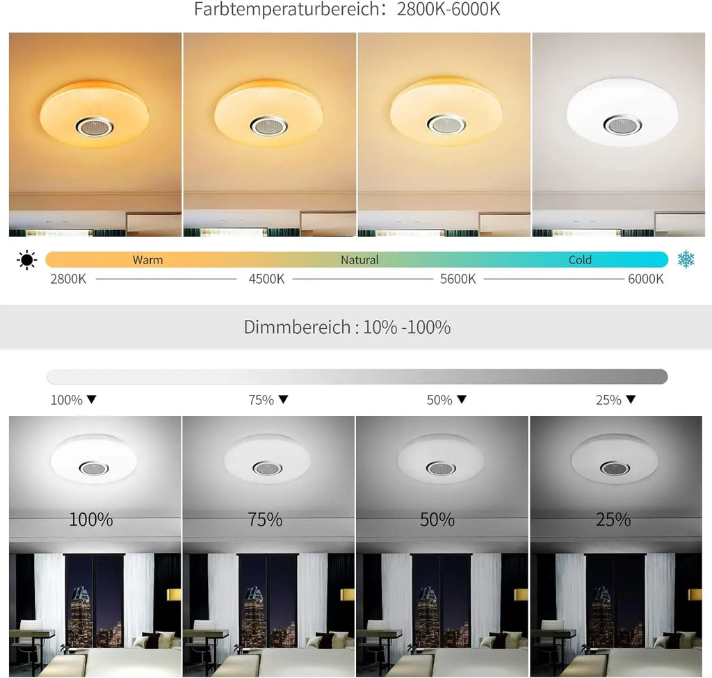 RGB Smart Home LED Ceiling Light With Speakers For Music APP Remote Control Bluetooth Interior Decoration Bedroom Party