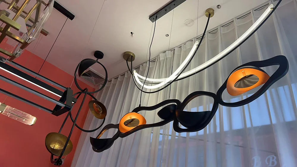 Modern LED home interior lighting ceiling chandelier, metal lustre, dimmable, suitable for living room lighting