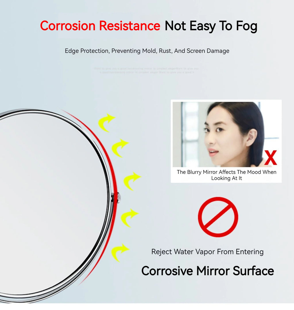 8 Inch Hotel Bathroom Extending Wall Makeup Mirror With 3x Magnification for Cosmetic or Shaving, 360 Swivel Mirrors Chrome