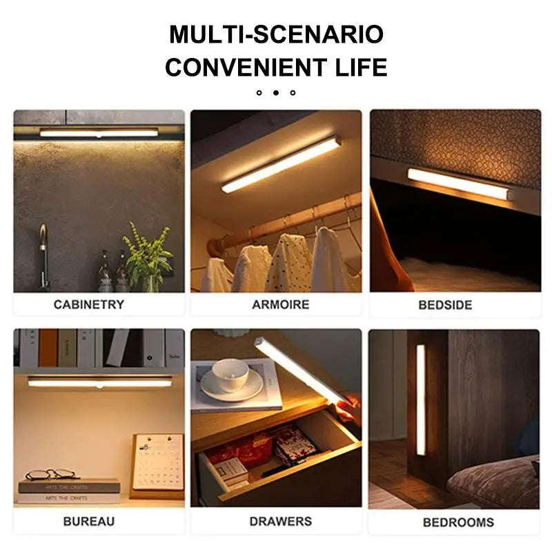Motion Sensor LED Night Light Wireless Under Cabinet Lamp PIR Smart Closet Light for Kitchen Wardrobe Stairs Bedroom