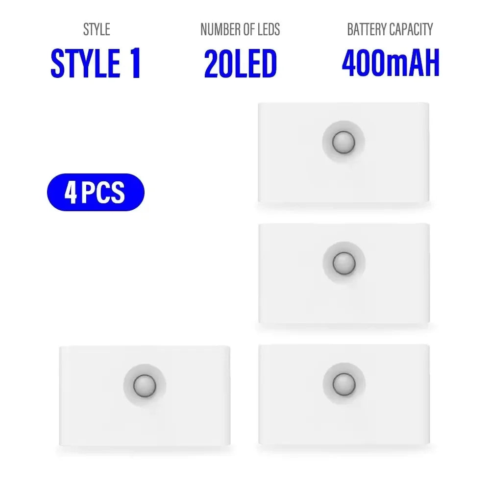 Motion Sensor LED Night Light Rechargeable Human Body Induction Wall Light Bedroom Corridor Cabinet Lamp 2 Sides Luminescence