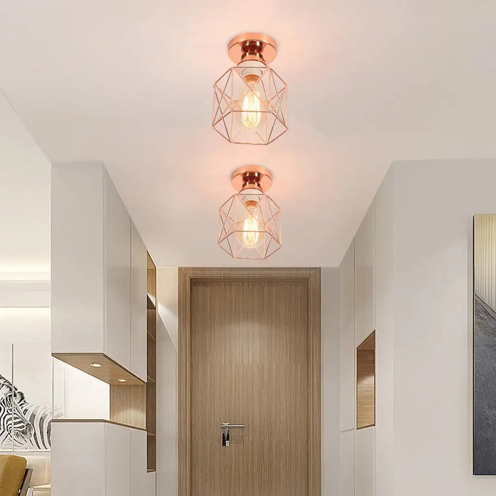 Vintage Industrial Retro Loft Metal Ceiling Lamp Shade Modern Ceiling Light for Aisle Indoor Cage Chandelier Lighting Fixures