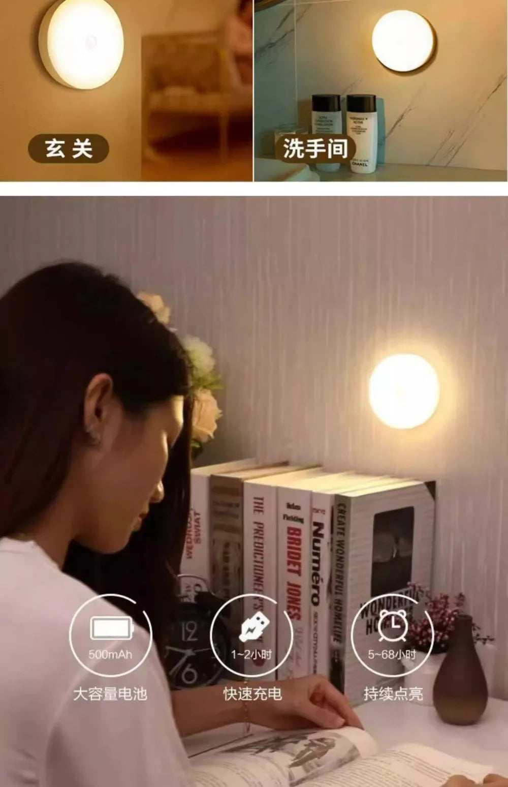 Motion Sensor LED Night Light USB Rechargeable Night Lamp for Kitchen Cabinet Wardrobe Lamp Staircase Wireless Closet Light