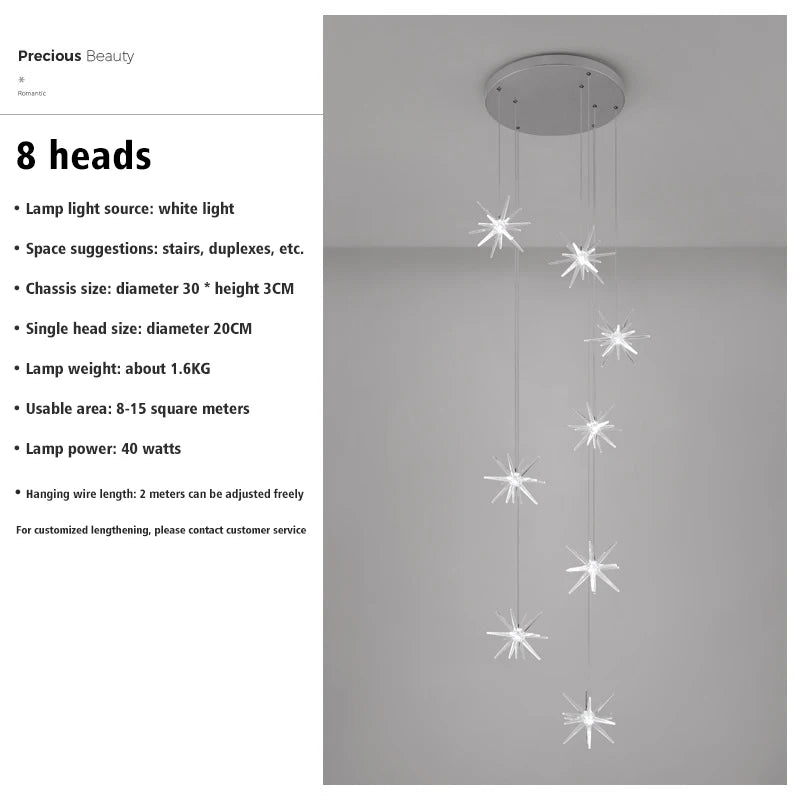 Lustre Attic Kitchen Hotel Led Ceiling Chandelier for Dining Decor Living Room Lamps Modern Meteor Shower Indoor Pendant Light