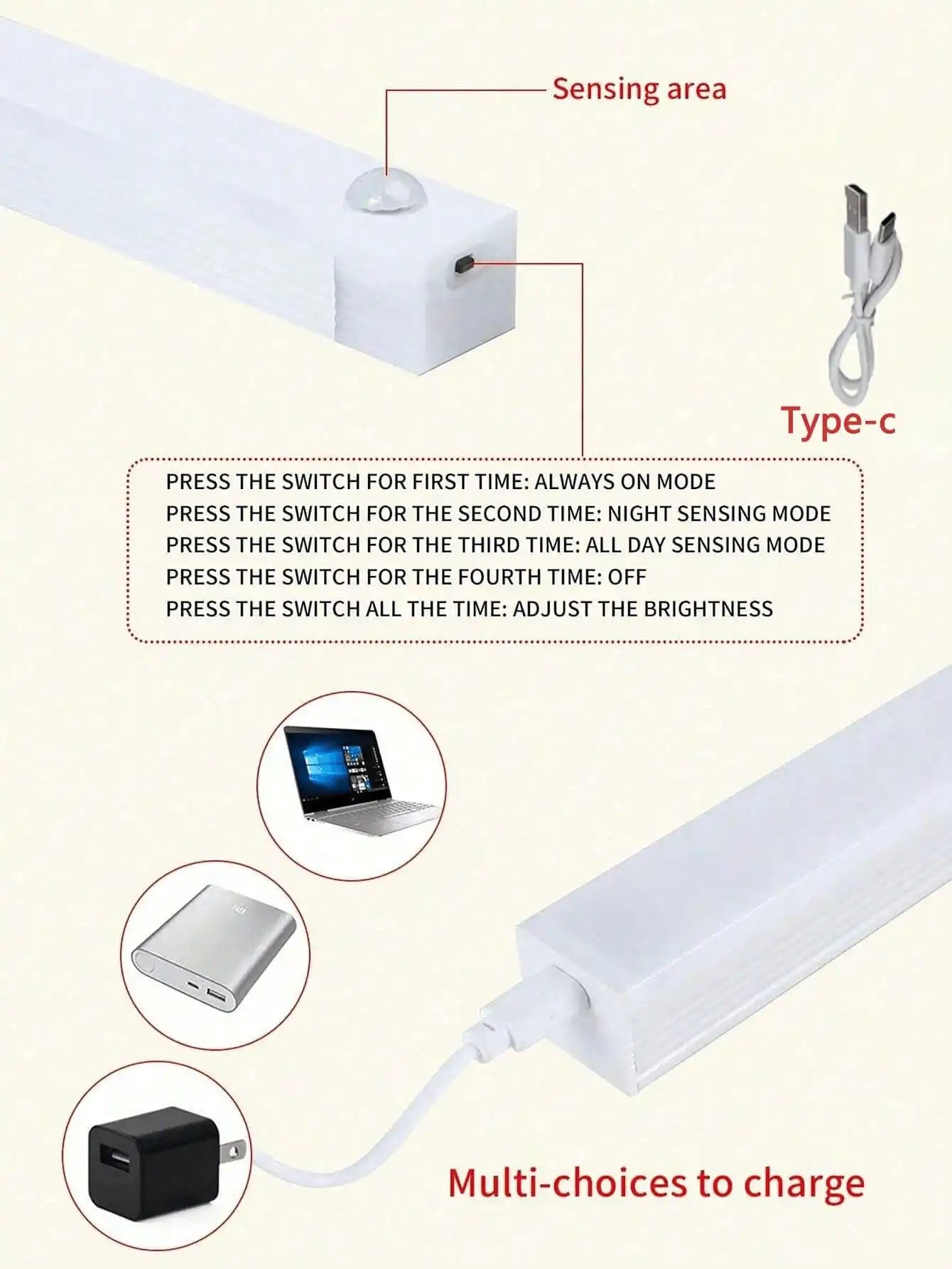 Motion Sensor Light Wireless LED Night Light USB Rechargeable Night Lamp Cabinet Wardrobe Lamp Under Backlight For Kitchen Led