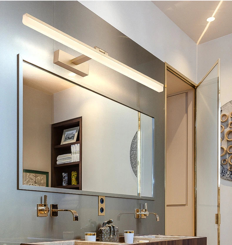 Modern Mirror Vanity Lamp Bathroom Wall Light 40cm/50cm/60cm/70cm/80cm/90cm LED Cloakroom Mirror Lights Gold Silver Black 220V