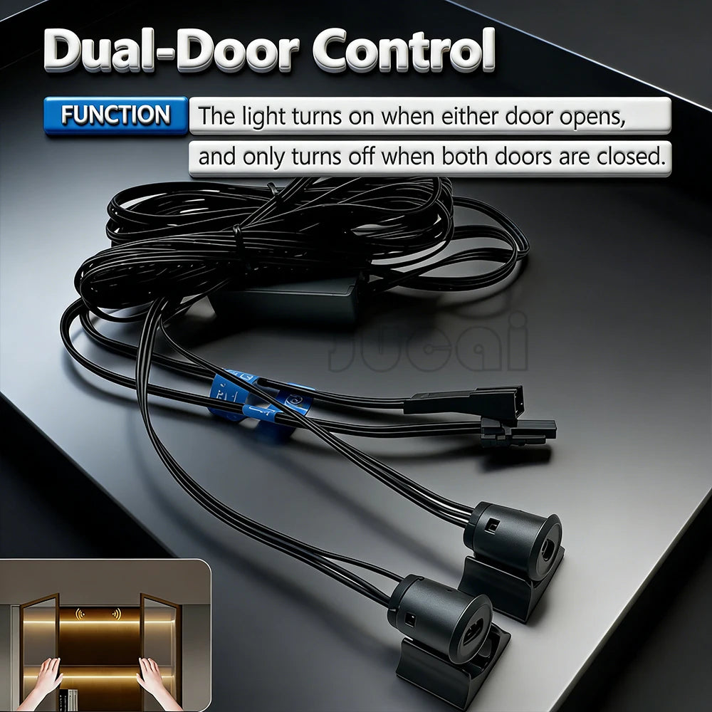 Smart LED Light Controller-Touch Control,Hand Wave,Door Open/Close Control,Stepless Dimming,5A for Wardrobe Cabinet LED Lighting