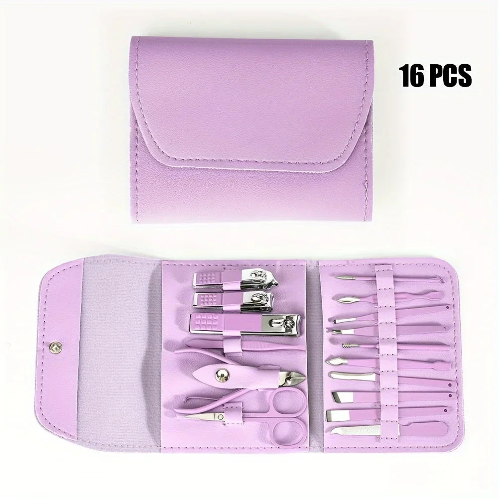 16pcs Professional Nail Care Kit with Travel Case - Manicure & Pedicure Set including Nail Clippers And Cuticle Nippers