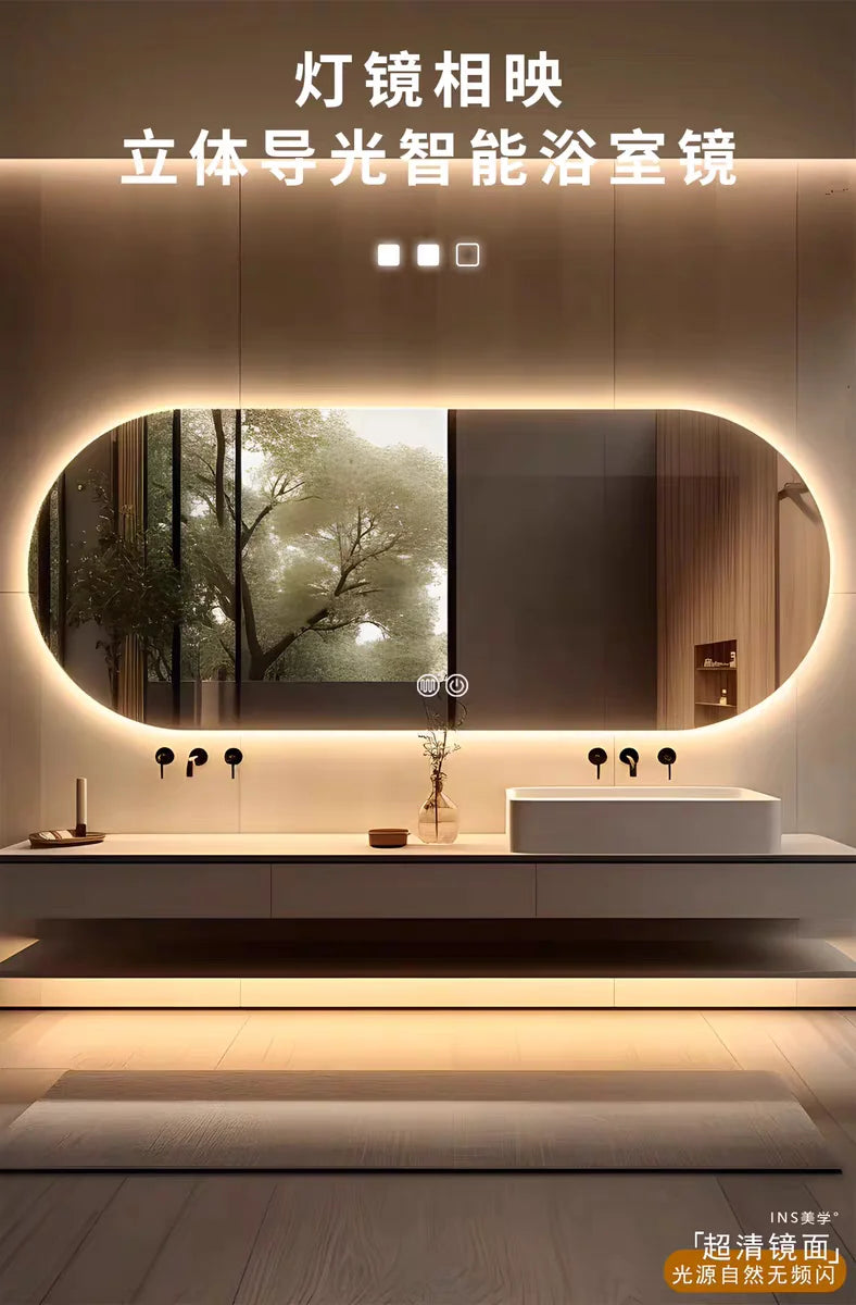 Room Decoration Oval Smart Bathroom Mirror Hotel Toilet Mirror LED Lighted Bathroom Mirror Wall Mounted Smart Decorative Mirrors