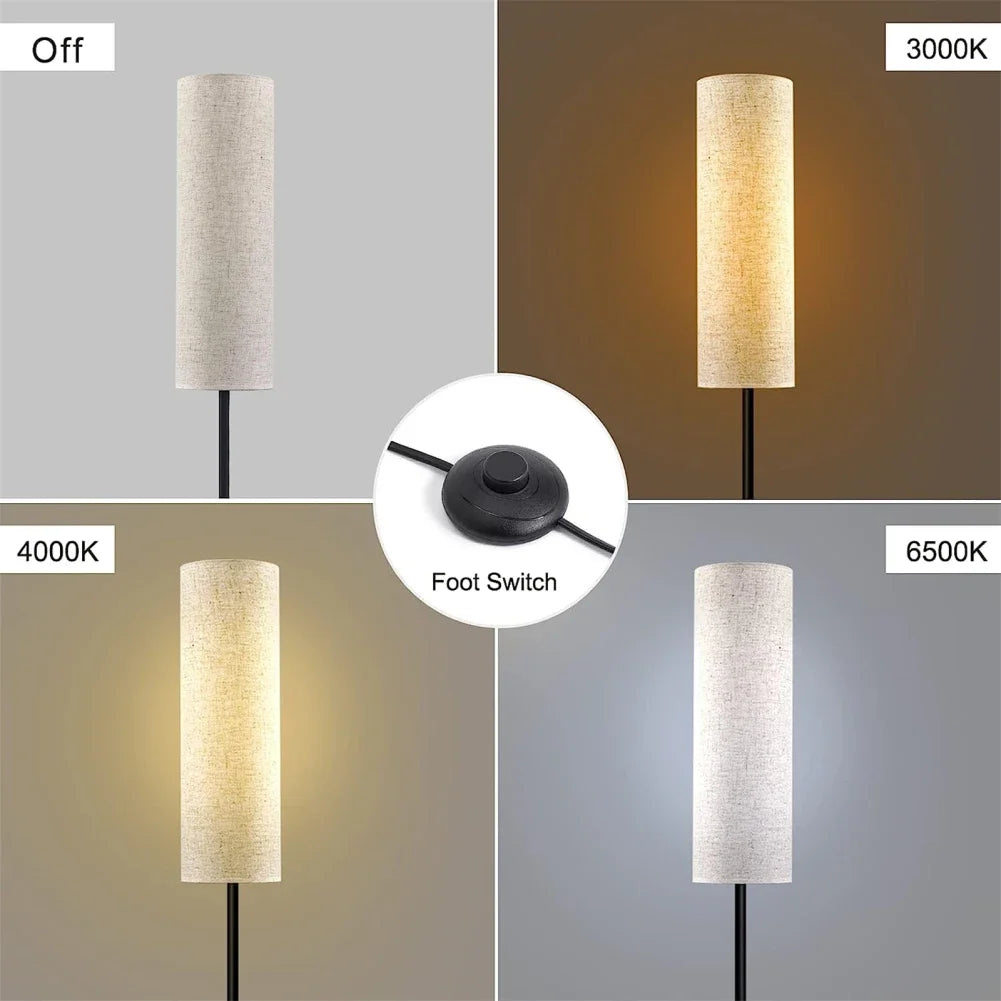 Smart LED Floor Lamp, Dimmable Standing Lamp for Living Room, Bedroom, Gaming ,LED Bulb with Lampshade, Modern Tall Lamp (White)